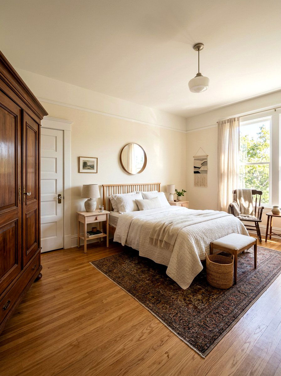 Neutral cream walls - 30 romantic cottage bedroom ideas