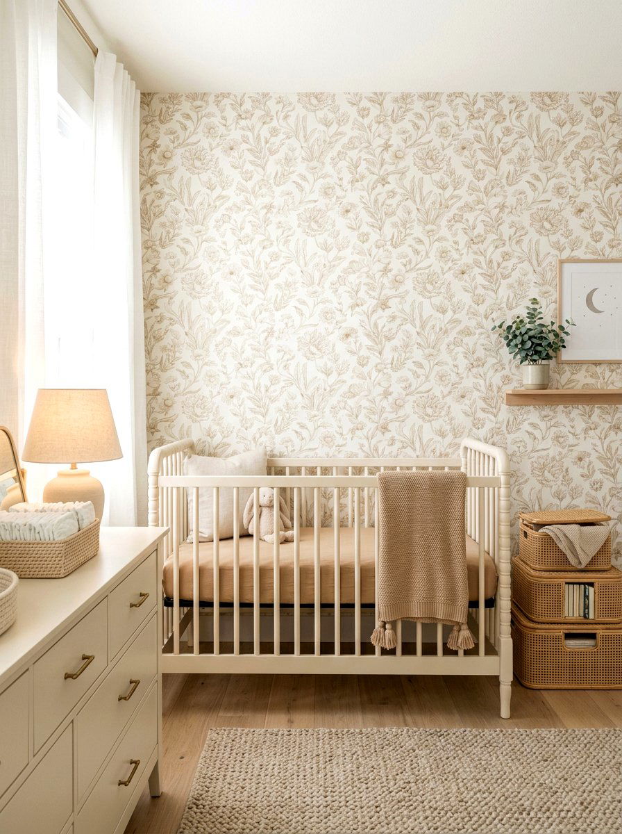 Neutral floral nursery wallpaper - 30 floral nursery wallpaper ideas