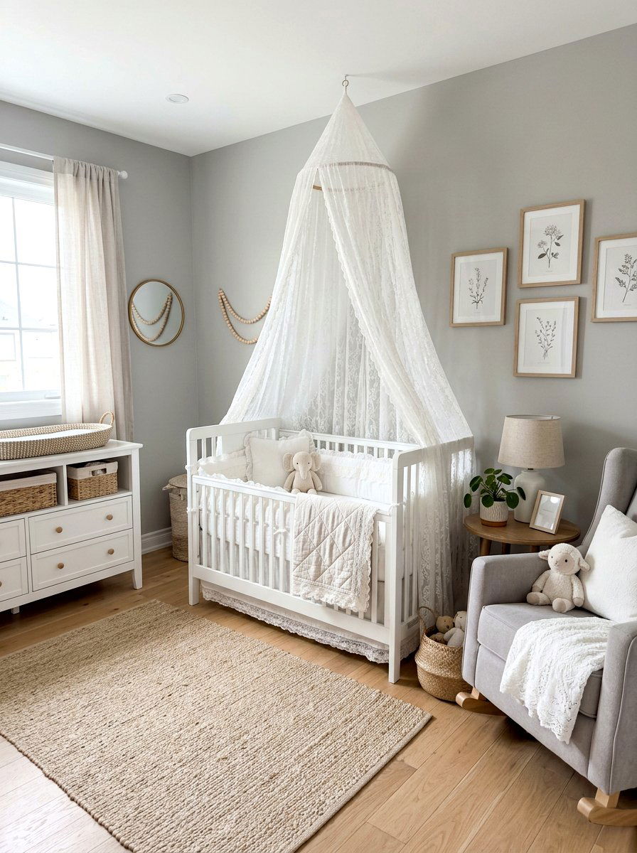Neutral lace nursery bedroom - 30 cottage lace bedroom ideas