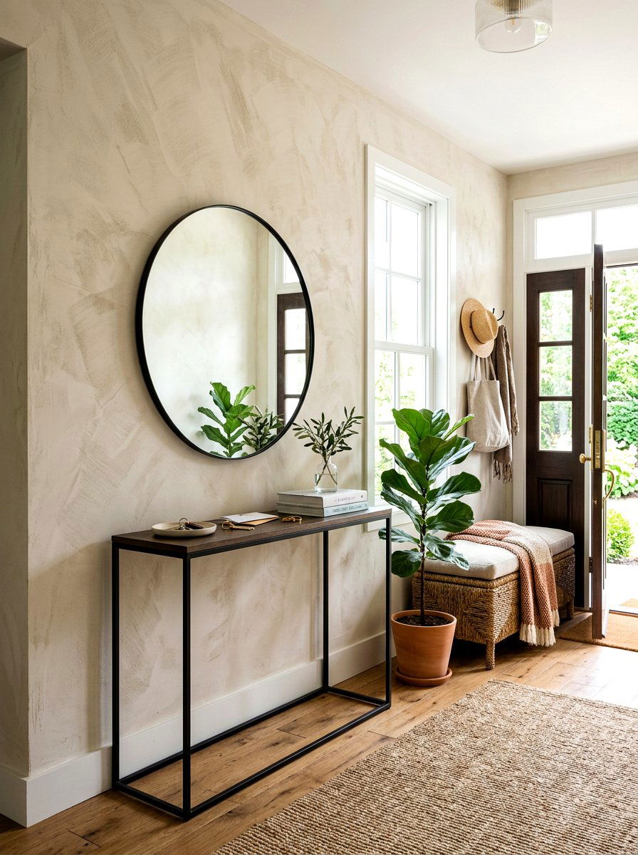 Neutral limewash entryway - 30 limewash wall ideas