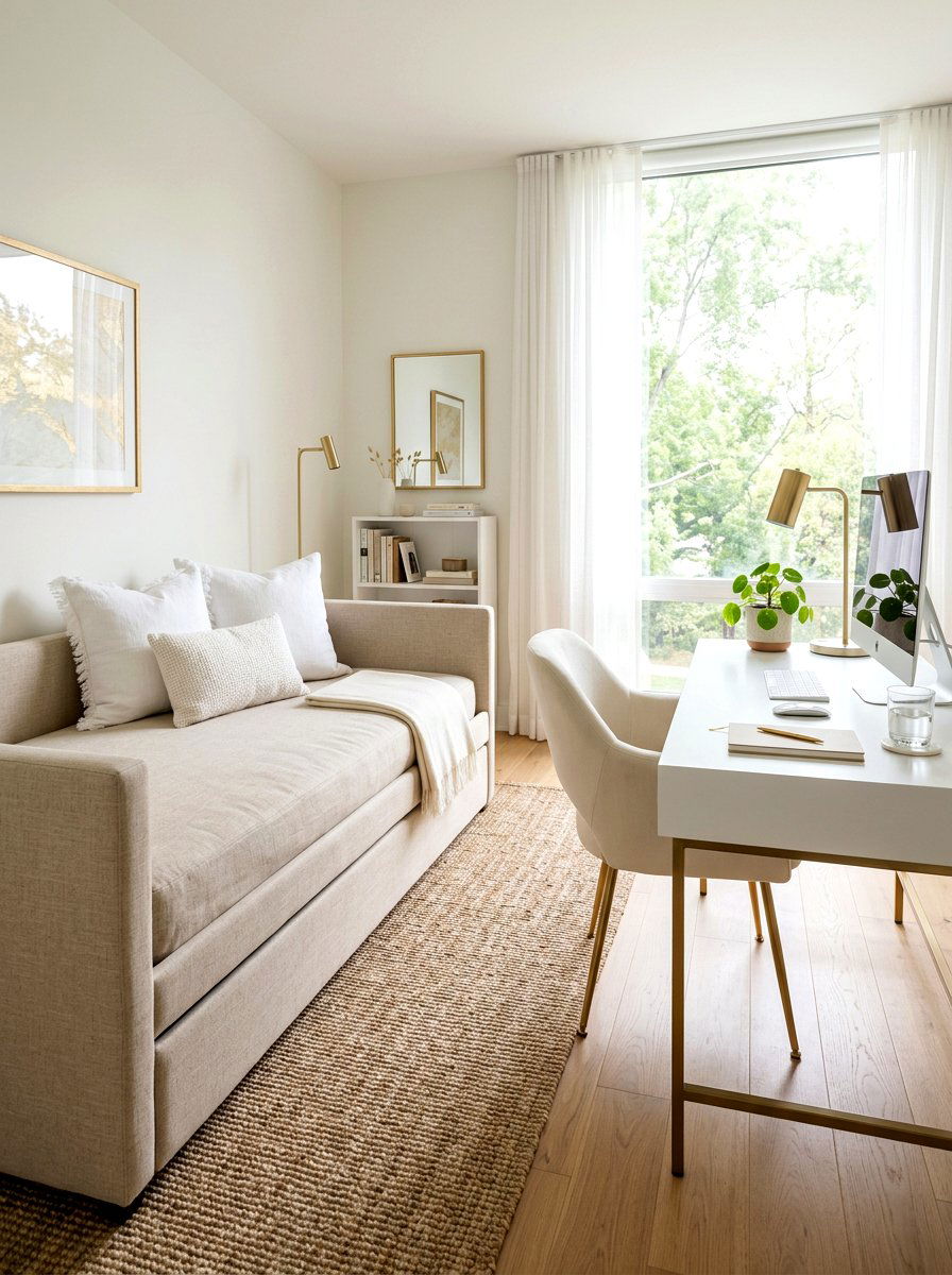 Neutral linen daybed office - 30 daybed room ideas