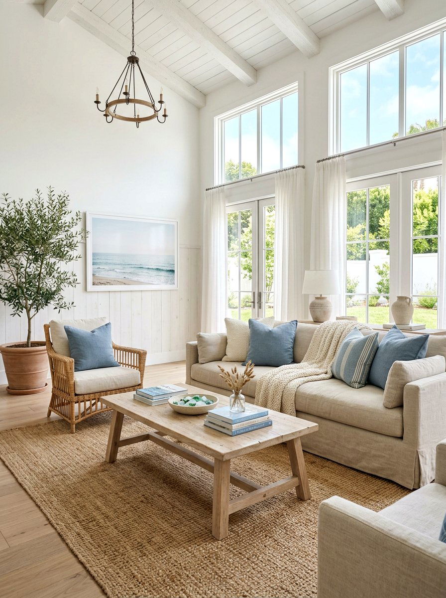Neutral linen living room - 30 coastal grandmother decor ideas