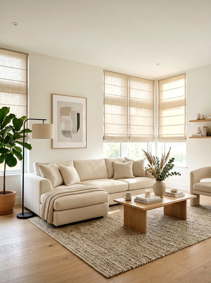 Neutral linen roman shades - 30 roman shade ideas