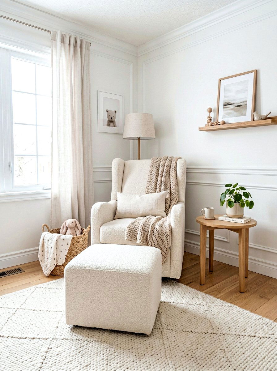 Neutral nursery rocker nook - 30 nursery rocking chair corner ideas