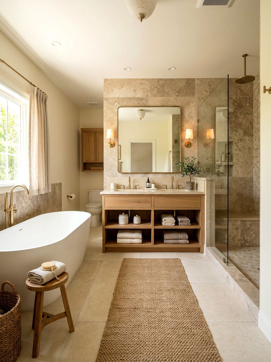 Neutral palette bathroom - 30 Nancy Meyers bathroom ideas