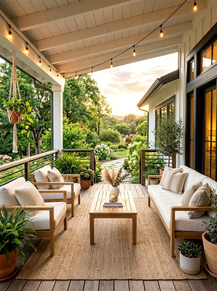 Neutral porch decor - 30 cozy evening porch ideas