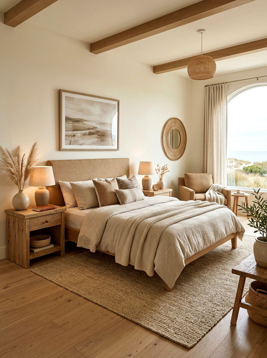 Neutral sandy tones guest bedroom - 30 coastal bedroom ideas