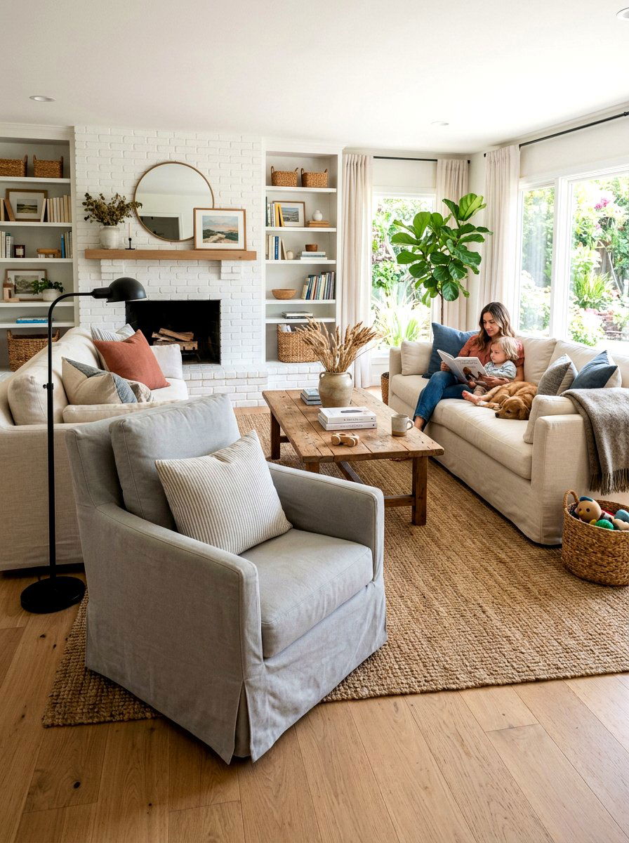 Neutral slipcovered chair - 30 skirted chair ideas