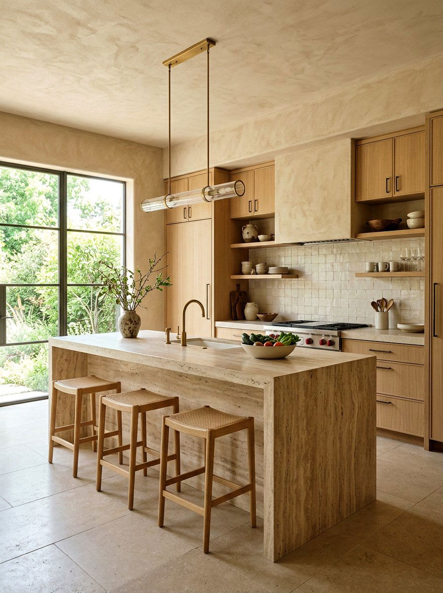 Neutral stoneware plate wall - 30 plate wall kitchen ideas