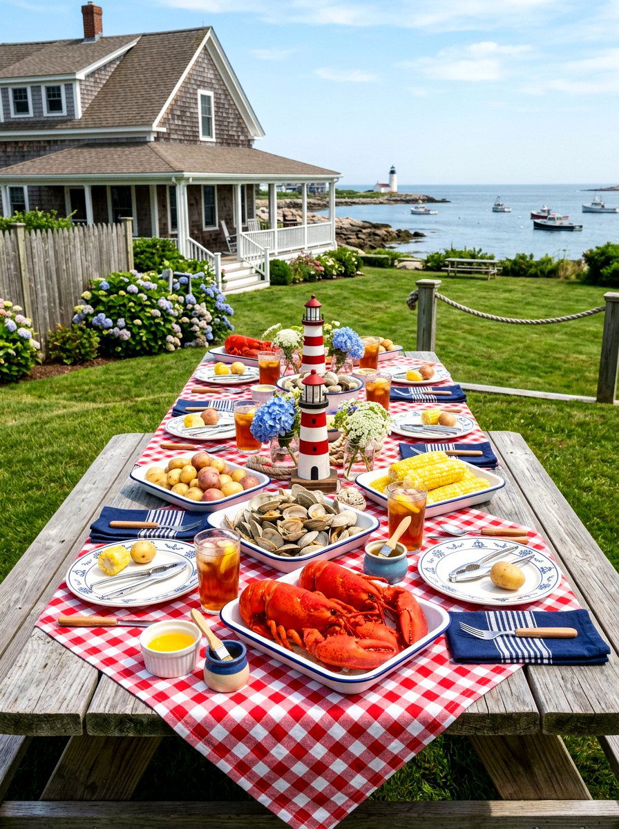 New England Lobster Bake - 30 seafood dinner table ideas aesthetic