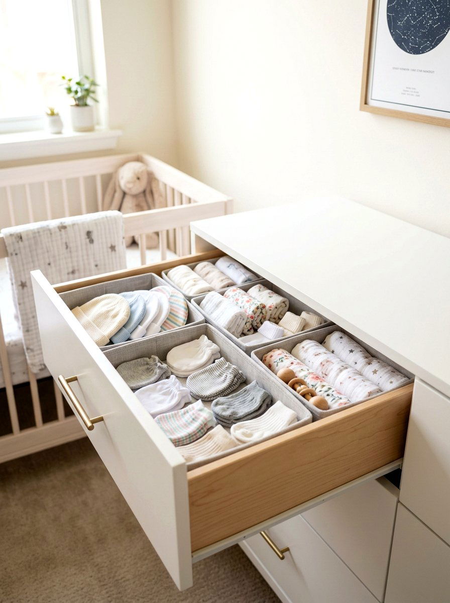 Newborn essentials drawer - 30 nursery dresser organization ideas