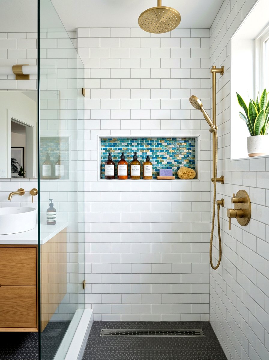 Niche Shower Shelf - 30 condo bathroom ideas