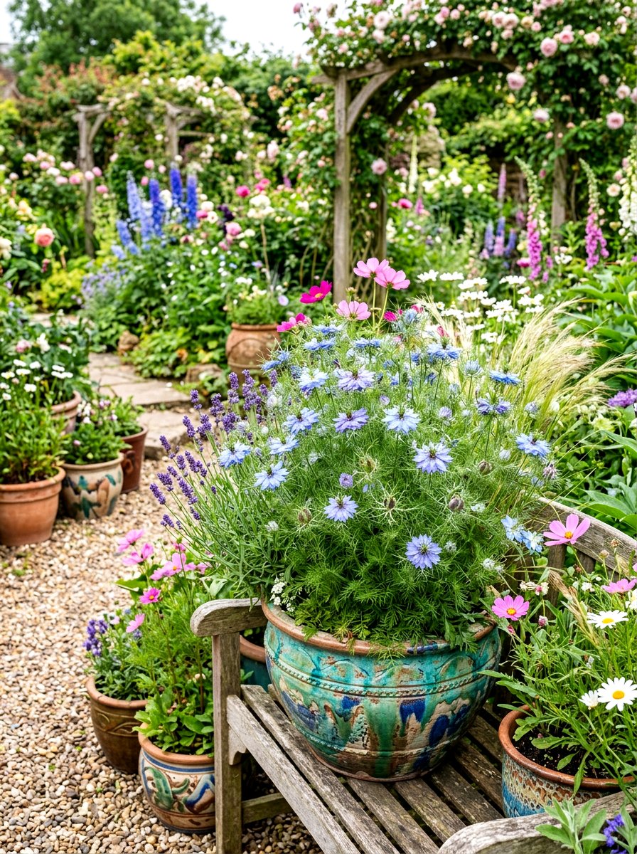 Nigella flower garden - 30 balcony cut flower garden ideas
