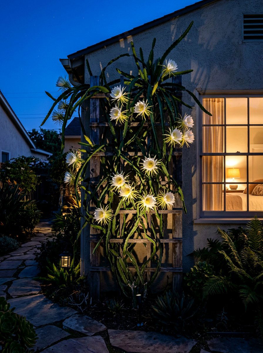 Night Blooming Cereus Corner - 30 cactus front yard ideas
