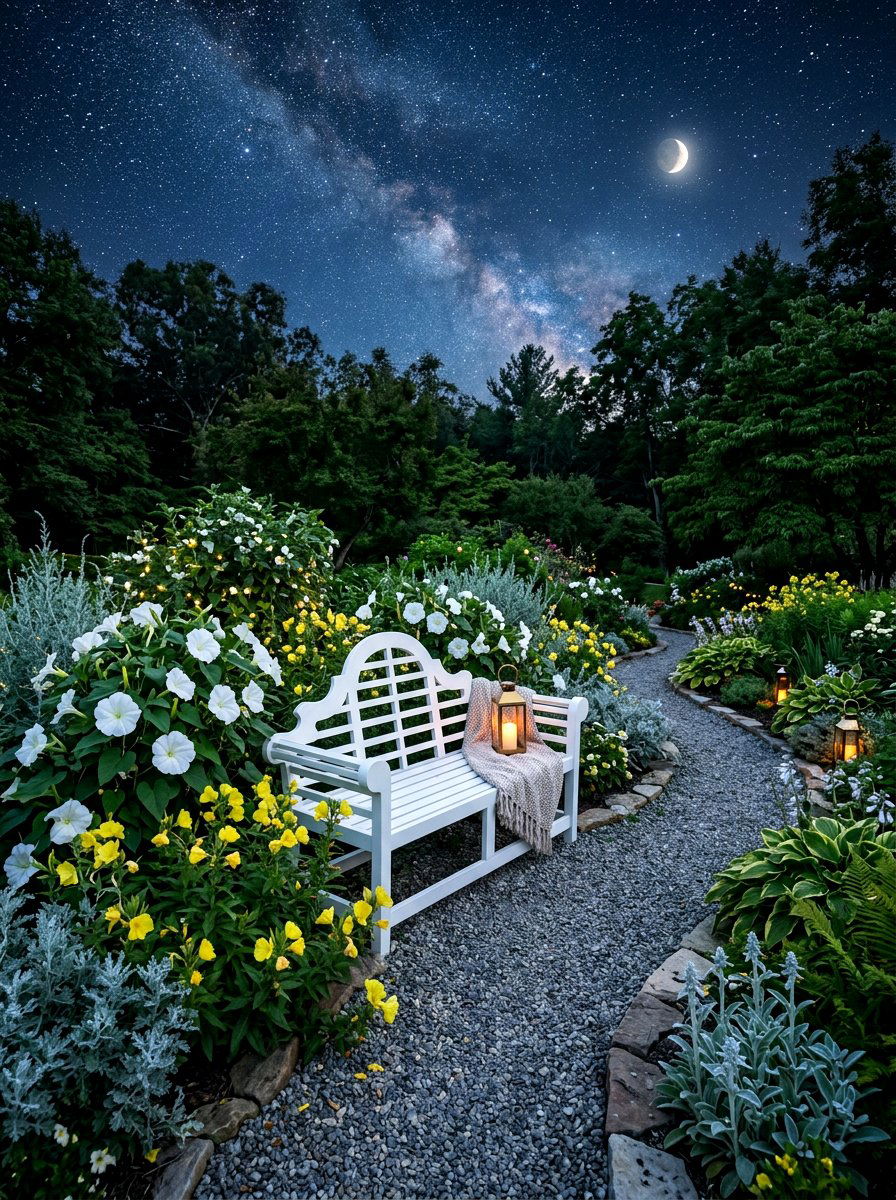 Night Blooming Garden - 30 stargazing backyard lounge ideas