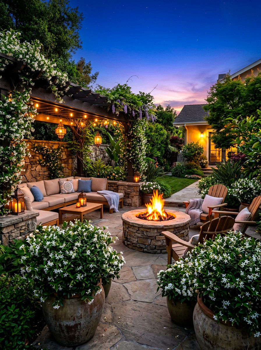 Night Jasmine Patio - 30 fragrance garden ideas