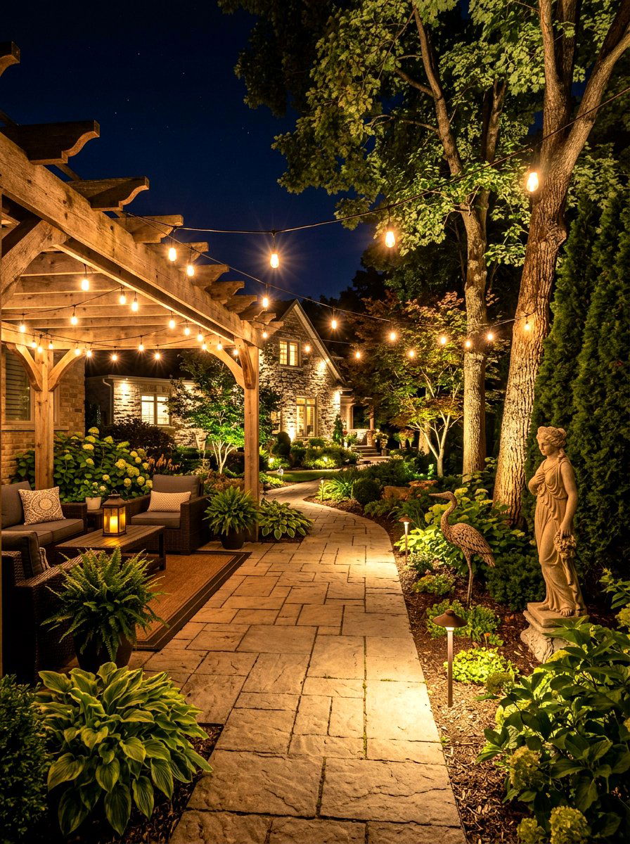 Night Lighting Scheme - 30 patio garden ideas