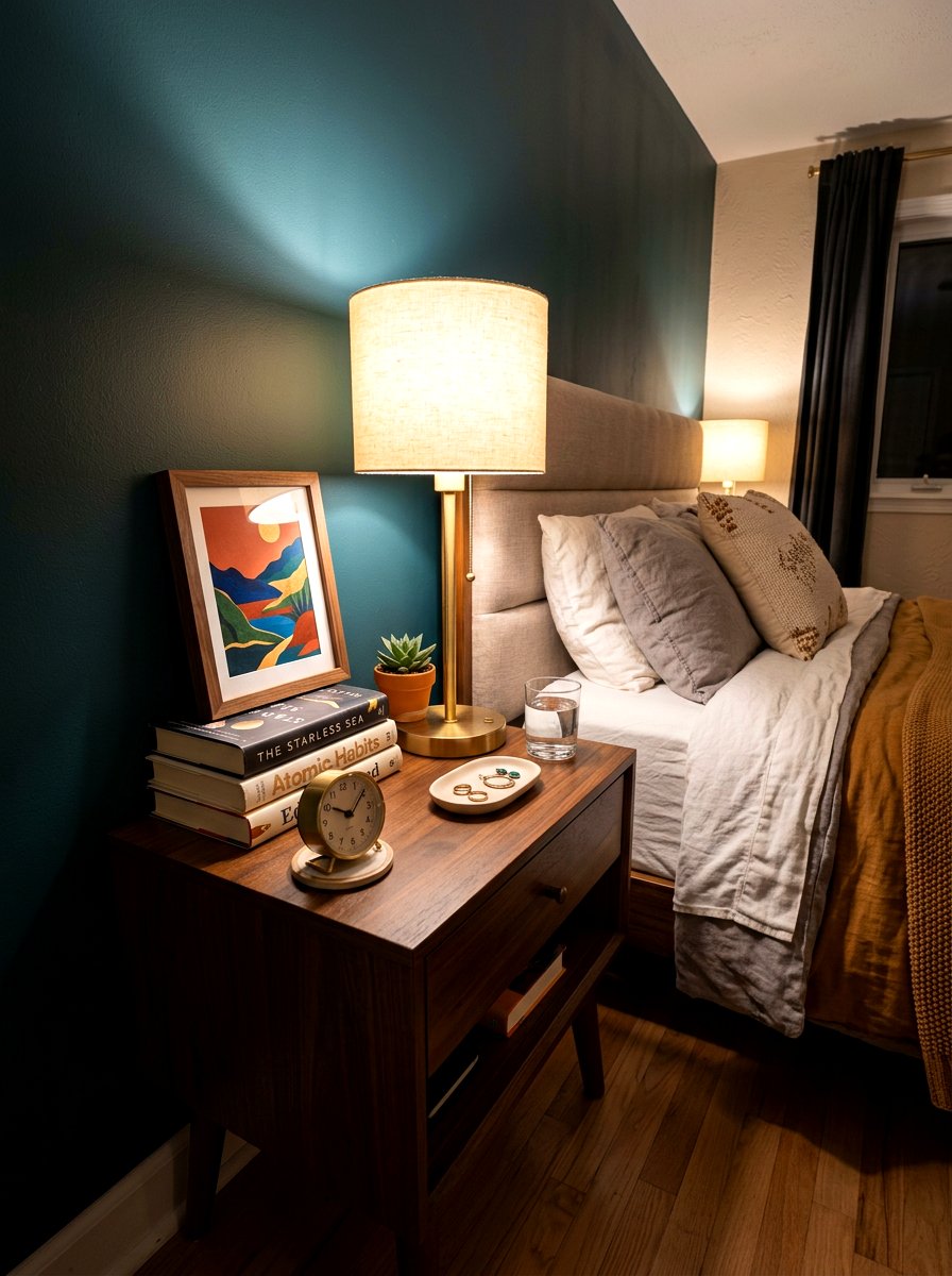 Nightstand Art Frame - 30 leaning art wall ideas