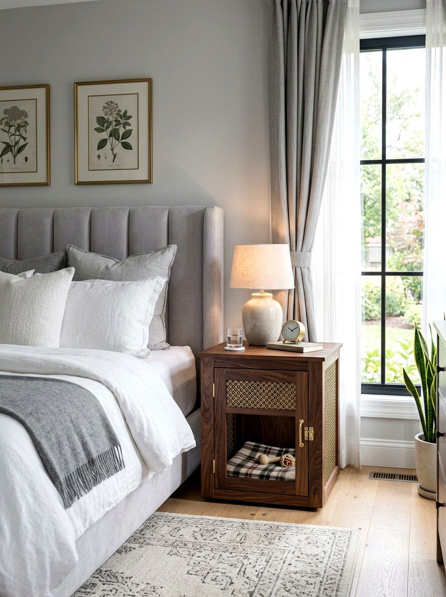 Nightstand Dog Crate - 30 built in dog crate ideas