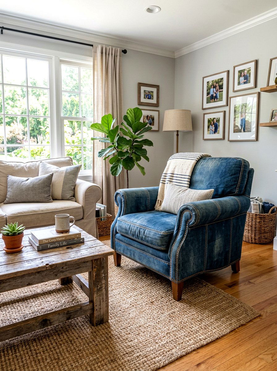 Nineties denim furniture - 30 nineties decor revival ideas