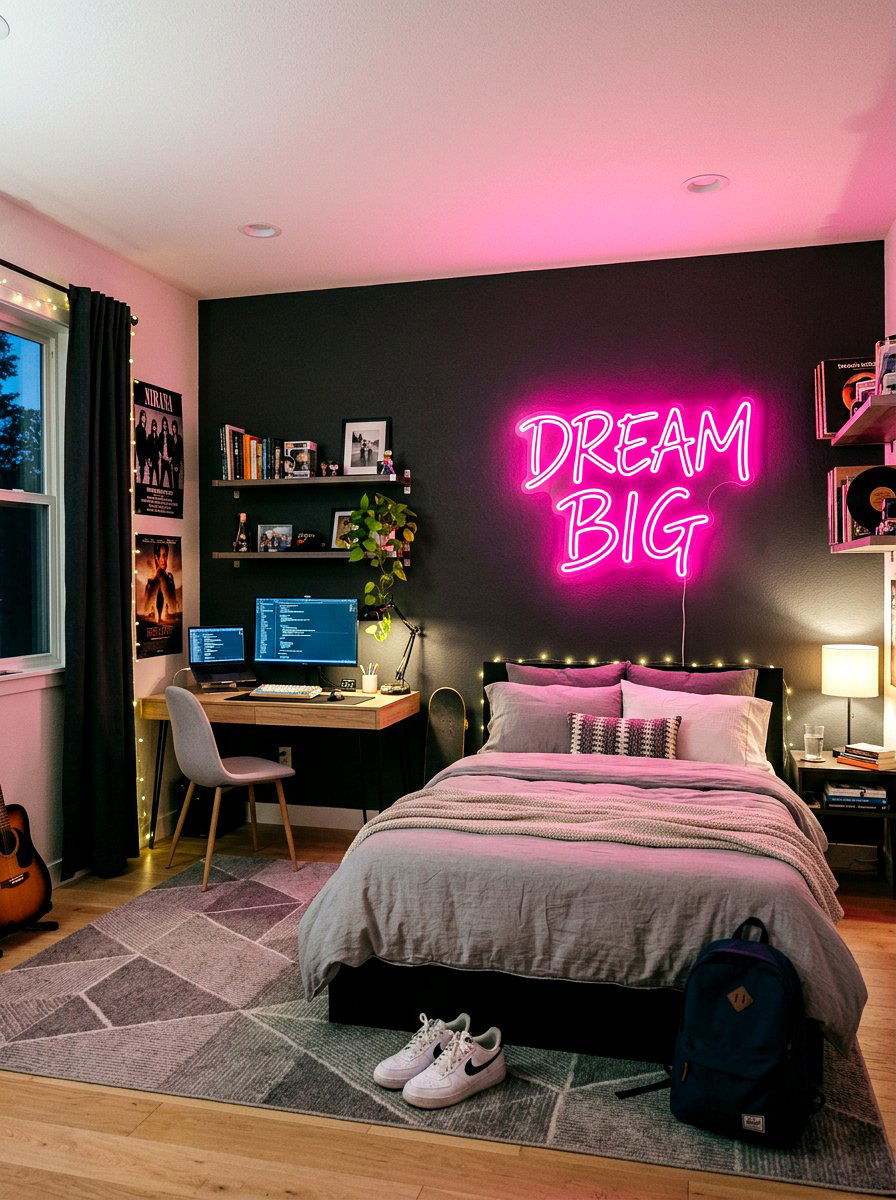 Nineties neon sign - 30 nineties decor revival ideas