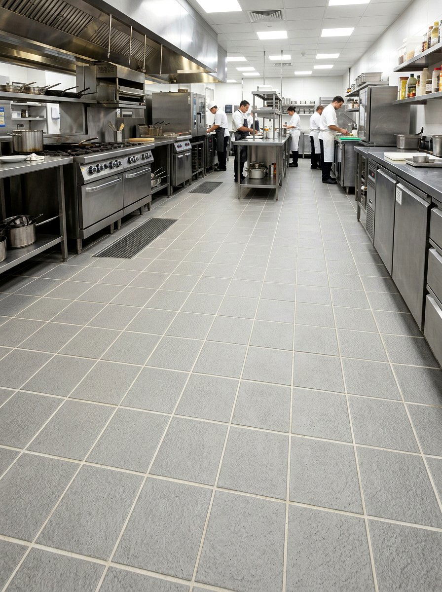 Non Slip Ceramic Tile Flooring - 30 catering kitchen ideas