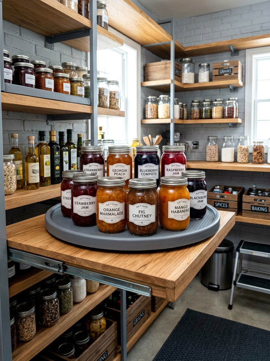 Non slip lazy Susan for glass jars - 30 lazy Susan pantry ideas