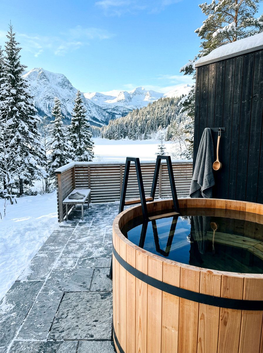 Nordic style cold plunge - 30 cold plunge backyard retreat ideas