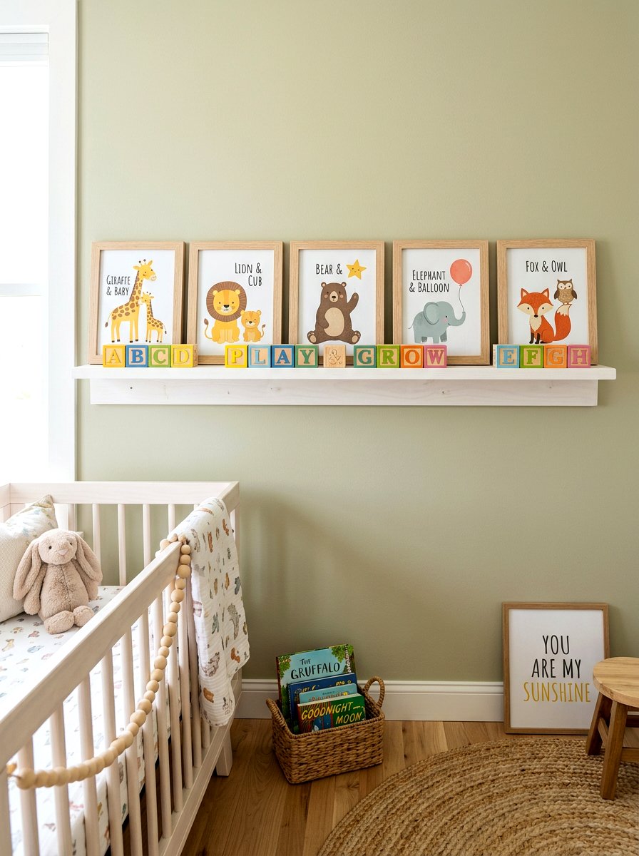 Nursery Art Shelf - 30 leaning art wall ideas