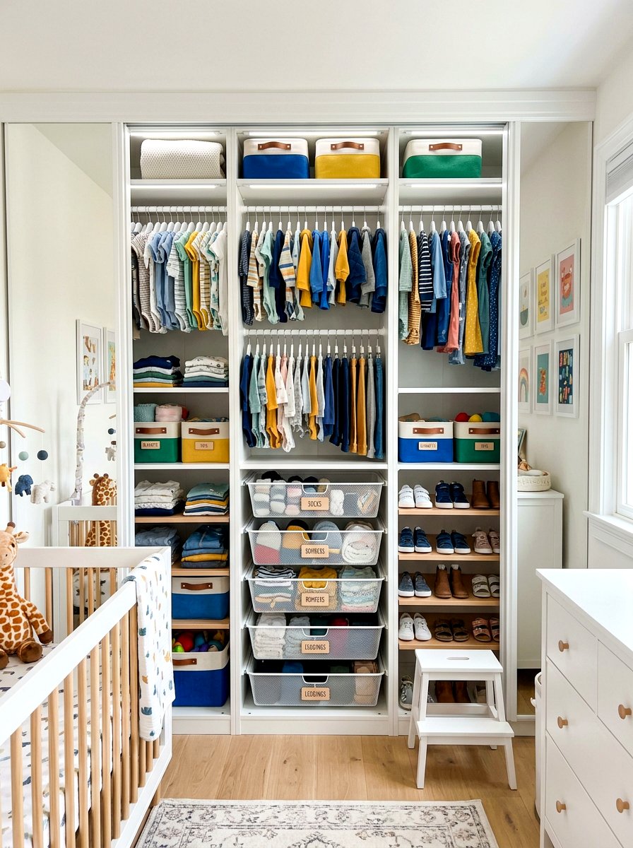 Nursery Closet System - 30 toddler bedroom storage ideas
