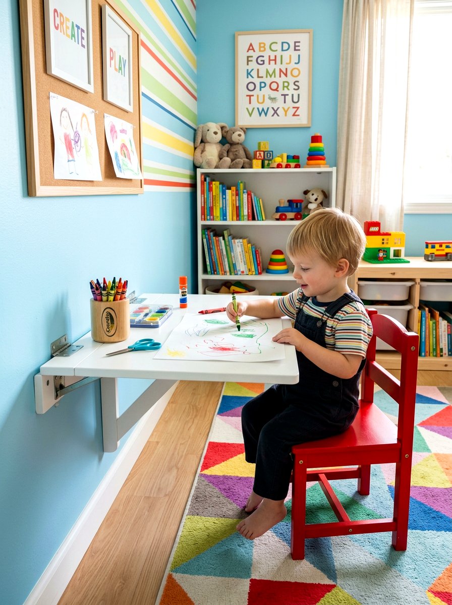 Nursery Craft Folding Table - 30 fold down desk apartment ideas