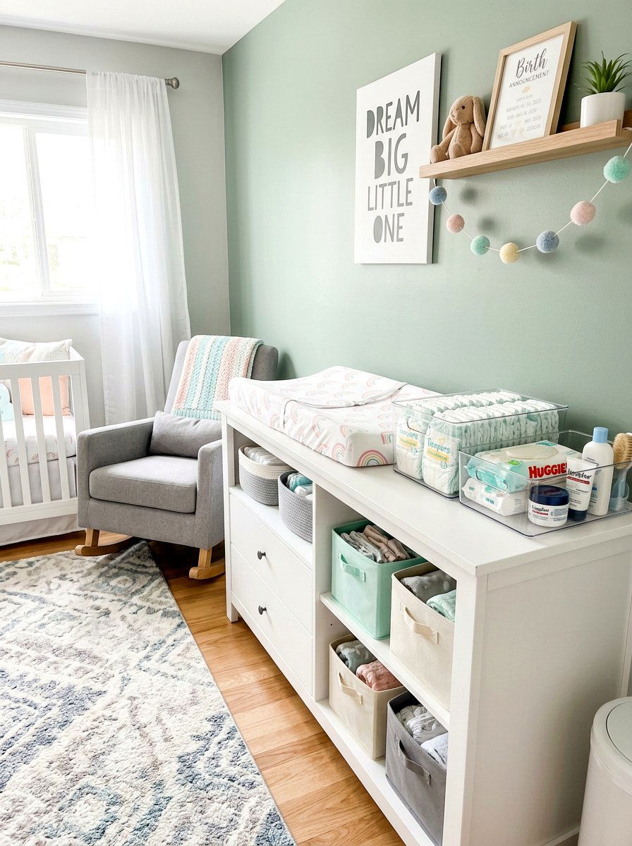 Nursery Diaper Changing Station - 30 clear bin organization ideas