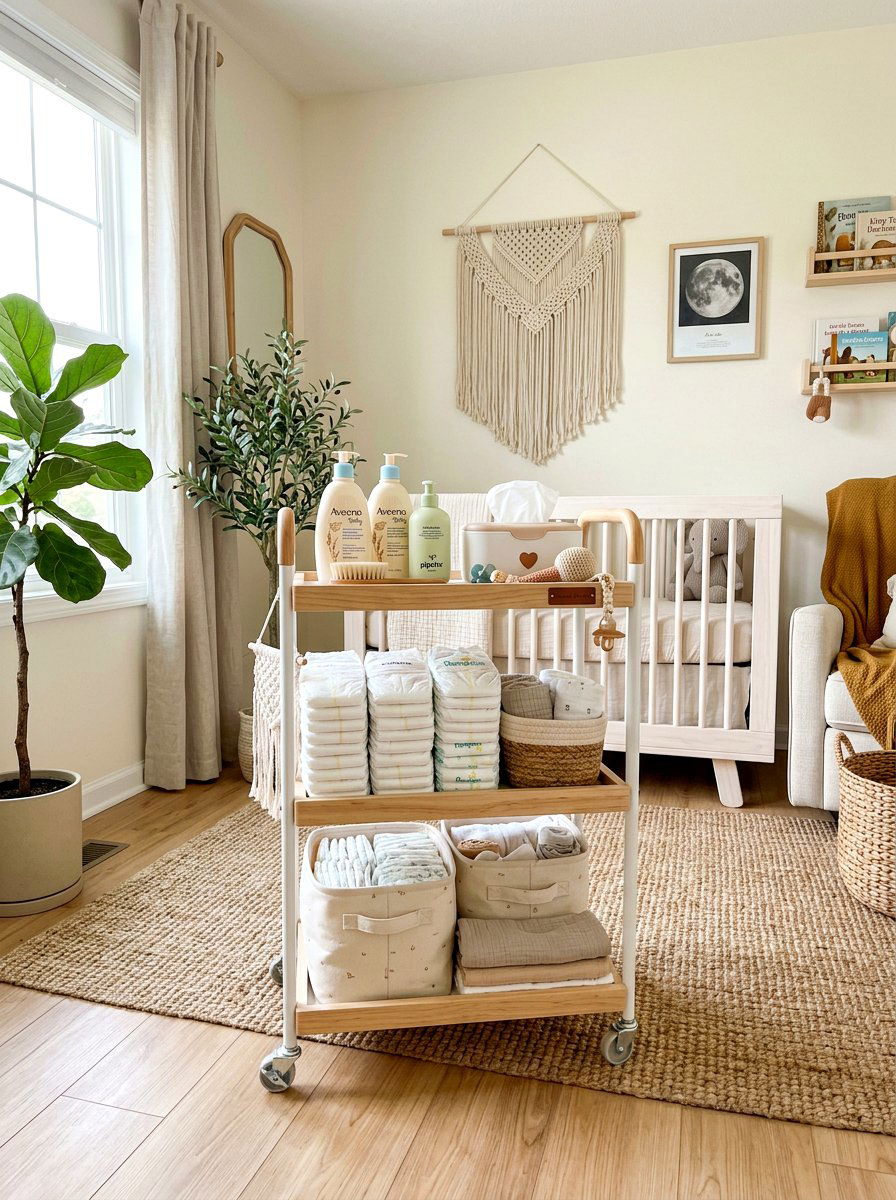 Nursery Diaper Rolling Cart - 30 rolling cart storage ideas