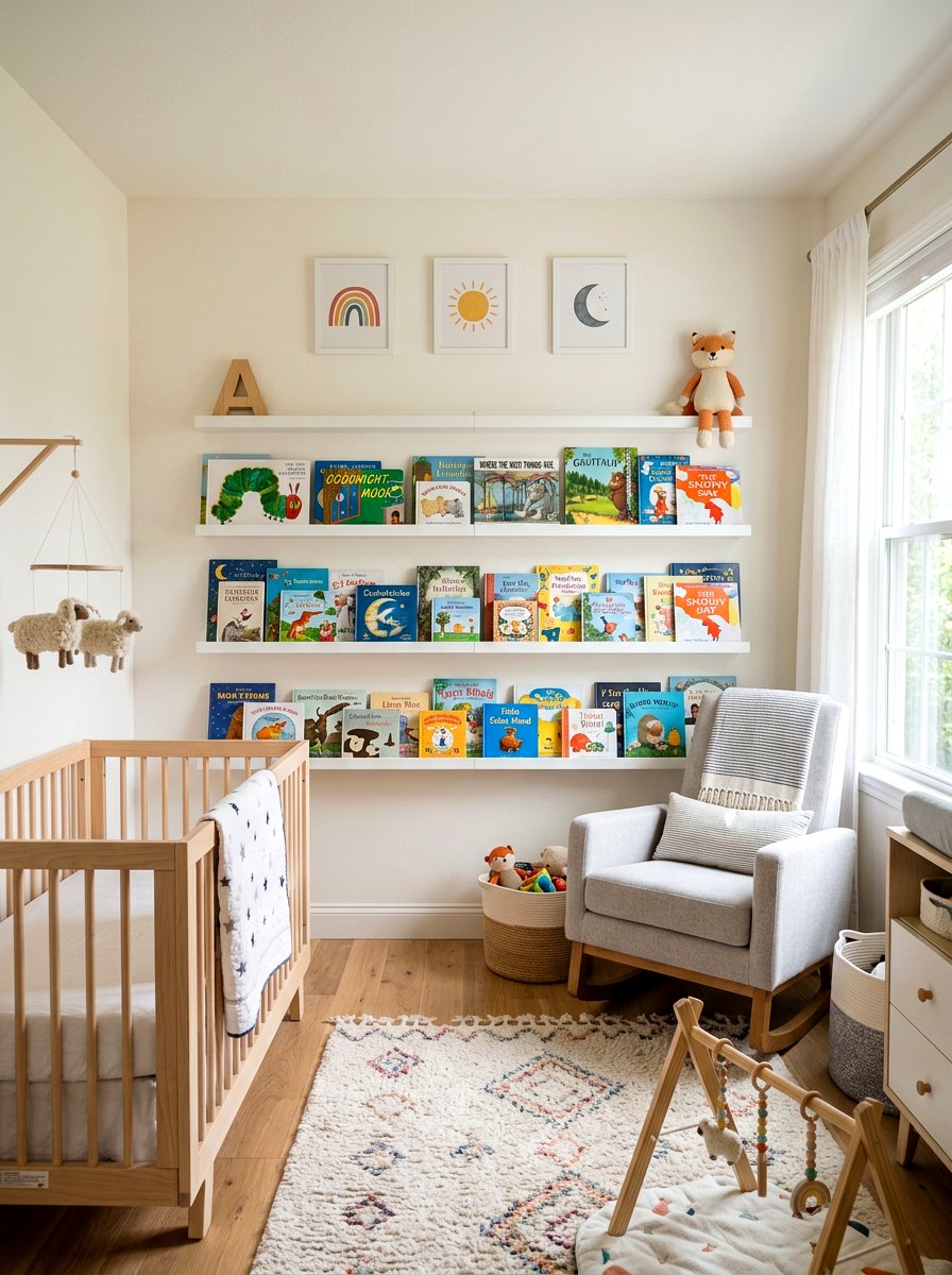 Nursery Kids Wall Bookshelf - 30 picture ledge renter ideas
