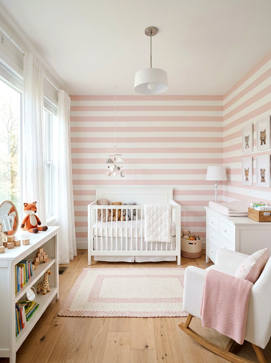Nursery Striped Wall - 30 bold stripe decor ideas