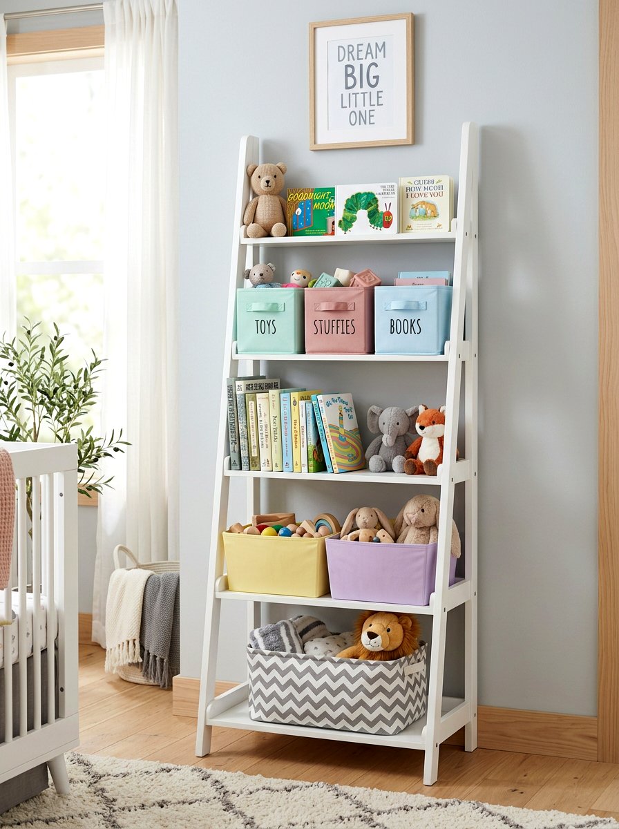 Nursery Toy Storage - 30 ladder shelf styling ideas