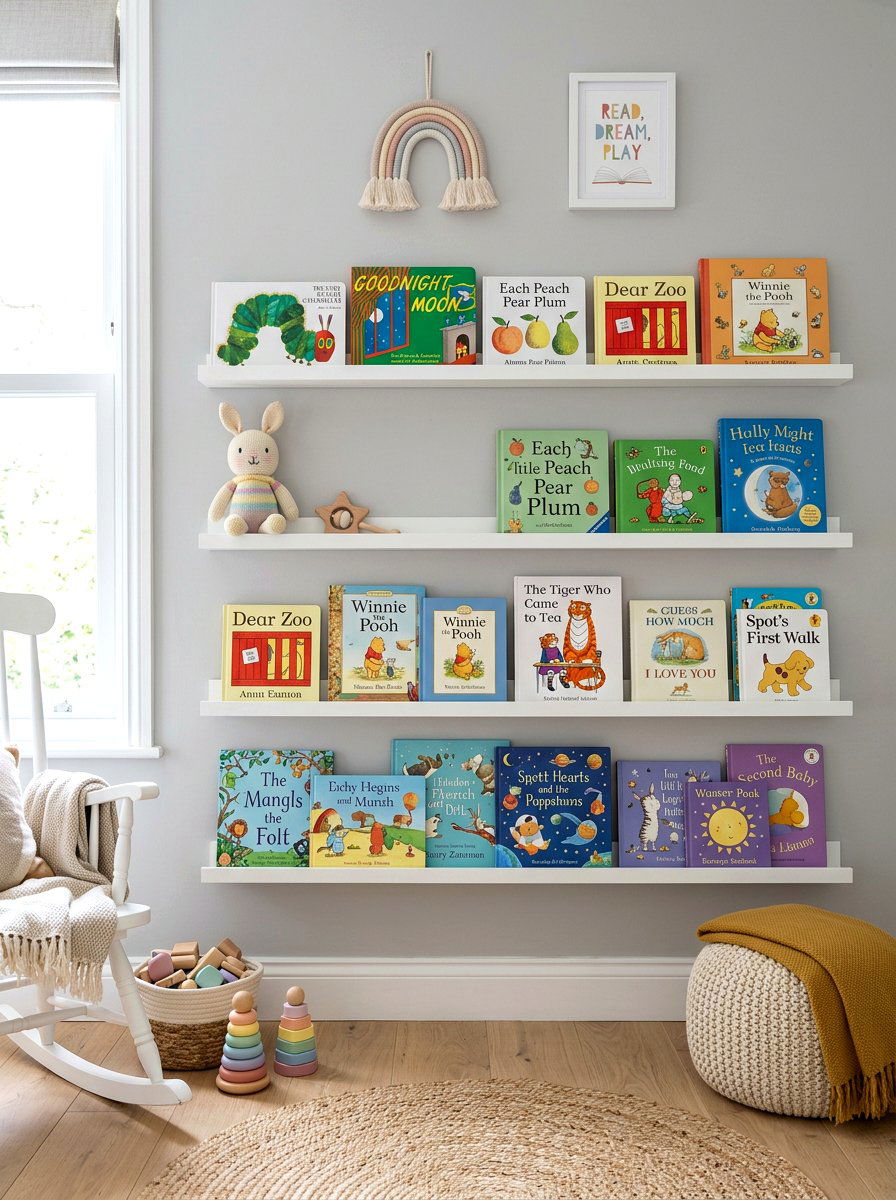 Nursery book shelf - 30 wall shelf decor ideas