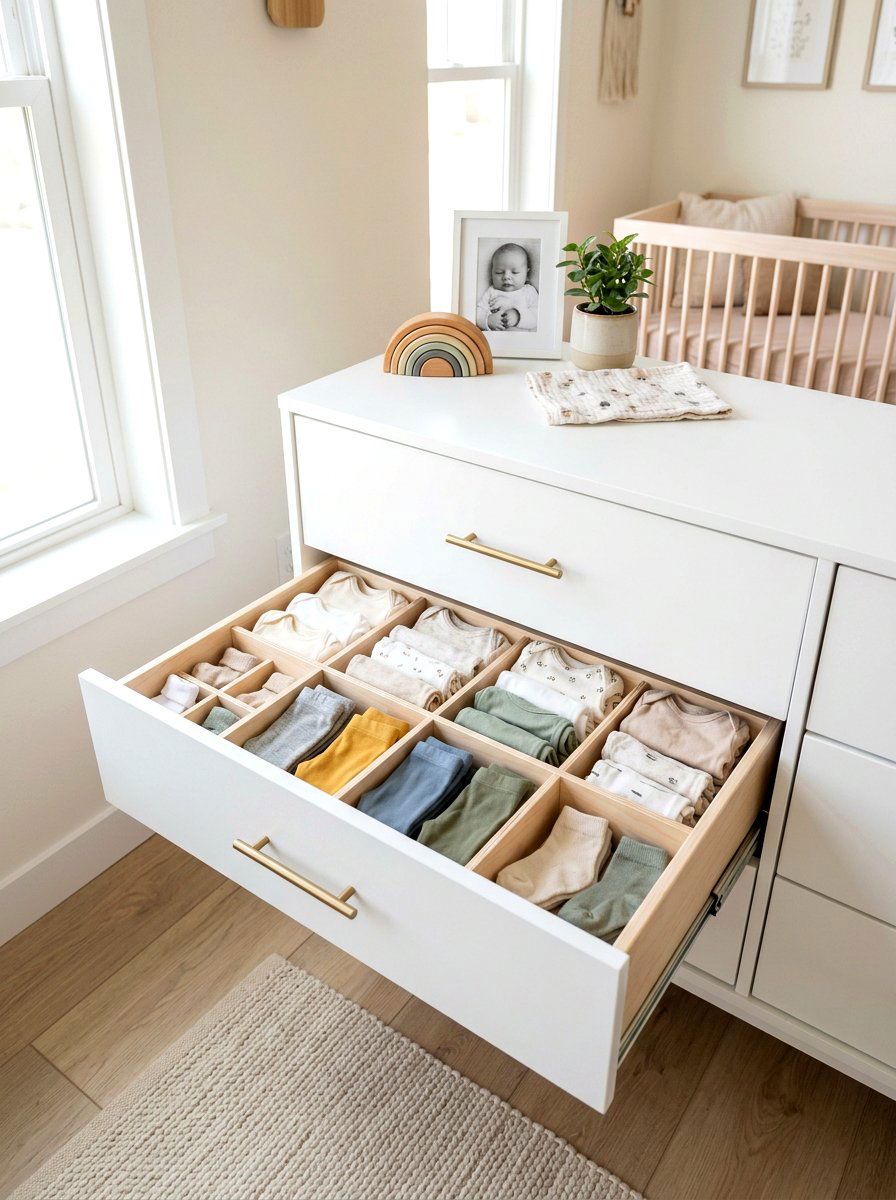 Nursery dresser drawer dividers - 30 nursery dresser organization ideas