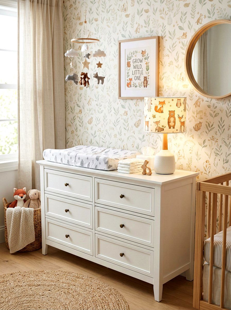 Nursery dresser lamp - 30 nursery dresser organization ideas