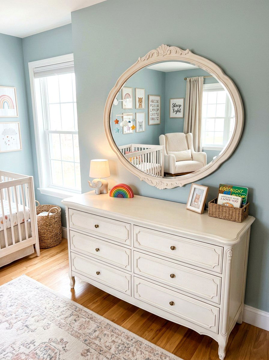 Nursery dresser mirror - 30 nursery dresser organization ideas