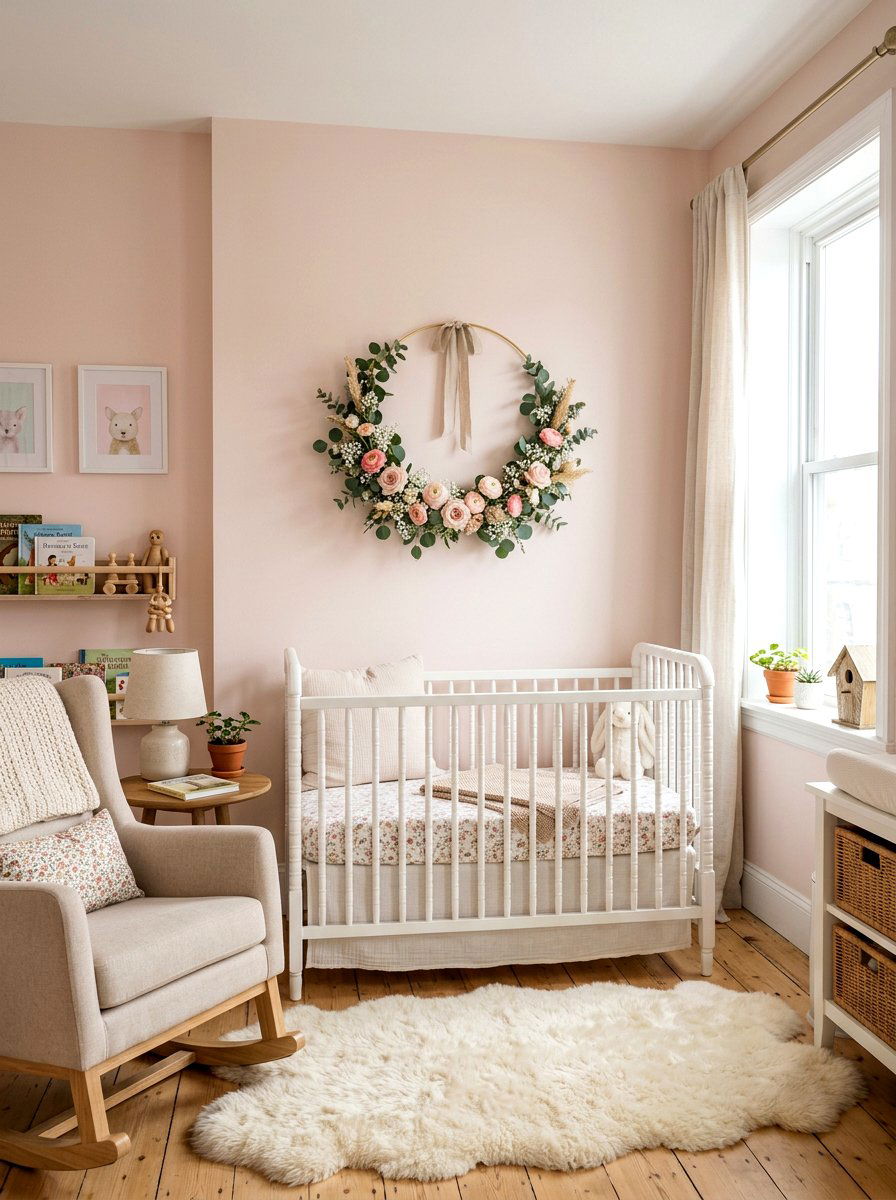 Nursery floral wreath - 30 wreath wall display ideas