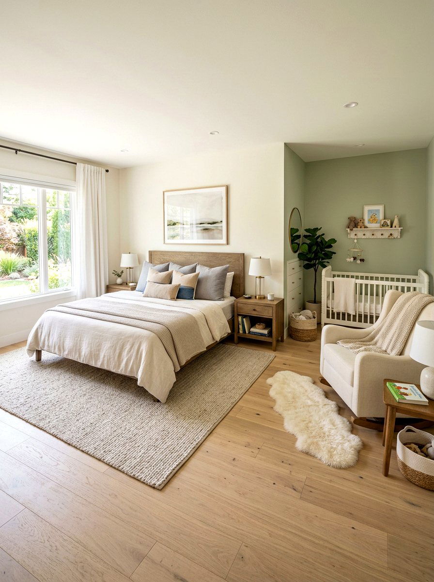 Nursery master bedroom - 30 room zoning furniture layout ideas