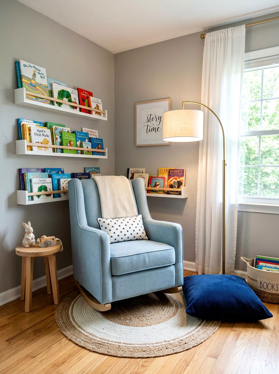 Nursery reading nook with chair - 30 nursery rocking chair corner ideas