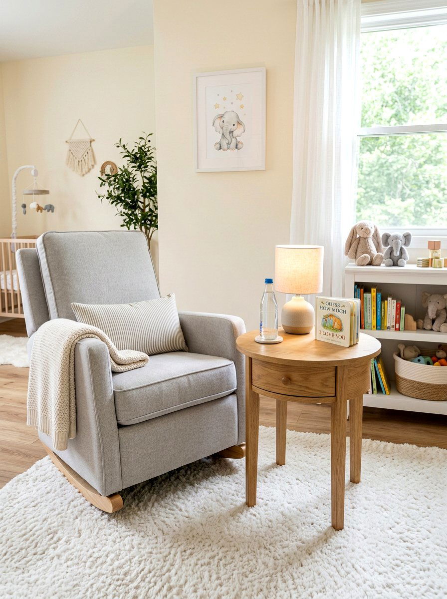 Nursery rocker with side table - 30 nursery rocking chair corner ideas