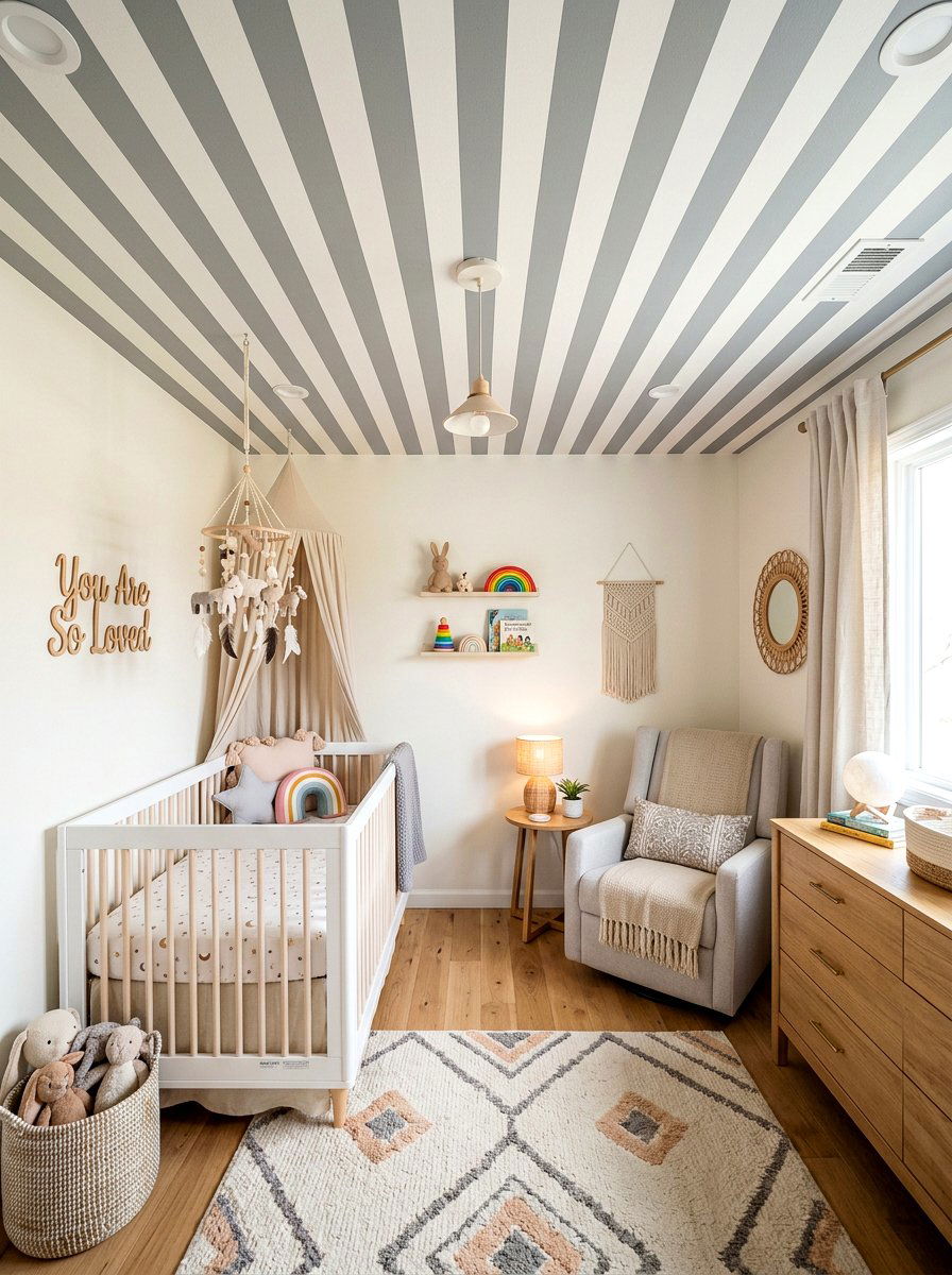 Nursery striped ceiling - 30 striped ceiling ideas
