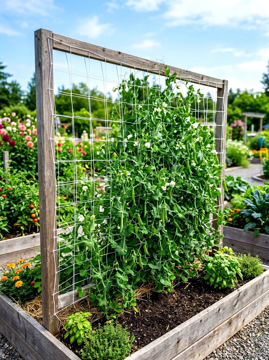 Nylon Netting Vegetable Trellis - 30 raised bed trellis ideas