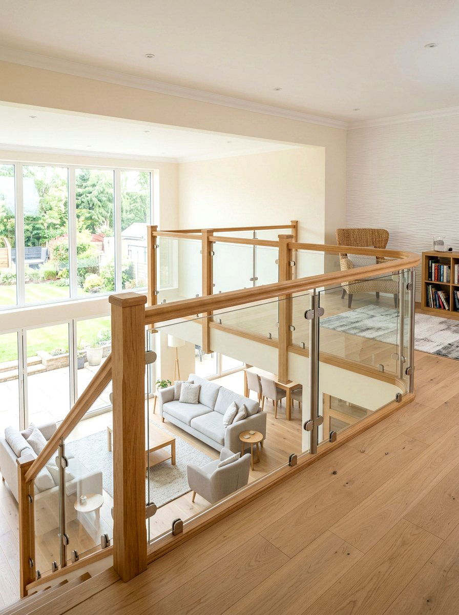 Oak And Glass Railing - 30 open loft railing ideas