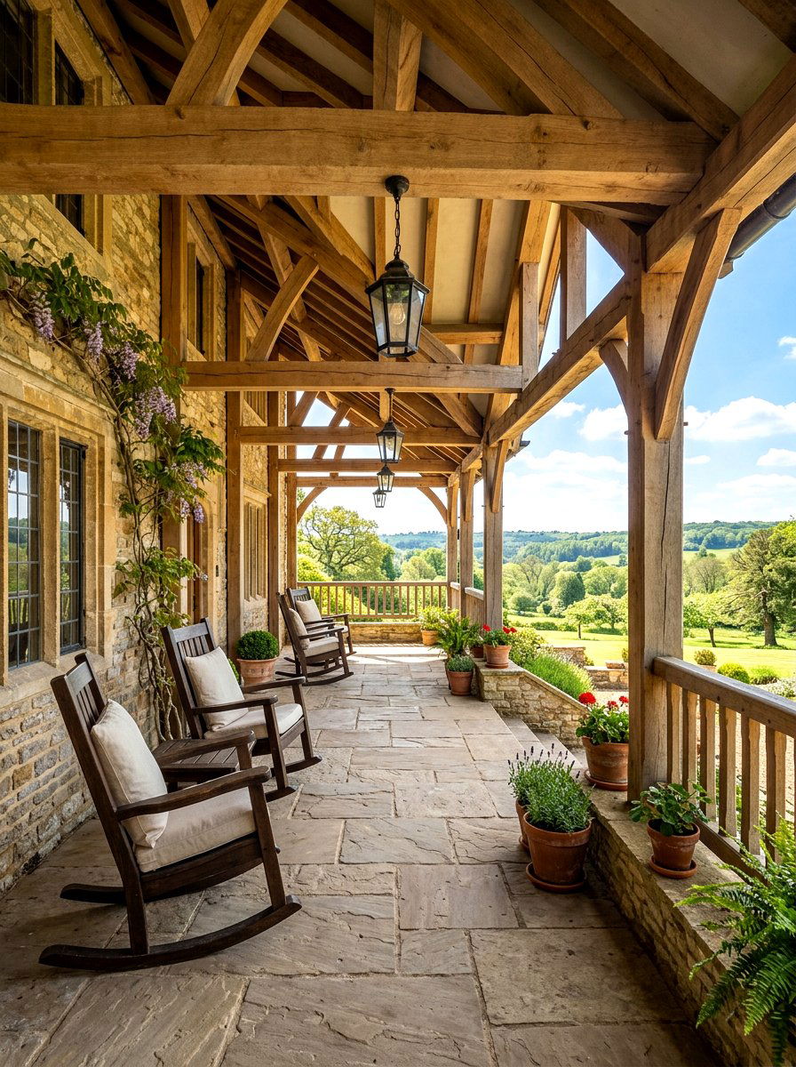 Oak Beam Porch Veranda - 30 English cottage front porch ideas