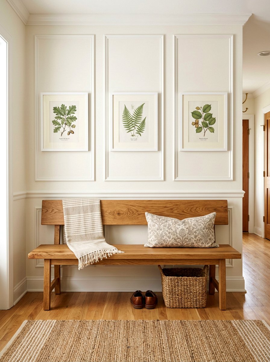 Oak Bench With Wall Molding - 30 entryway bench ideas