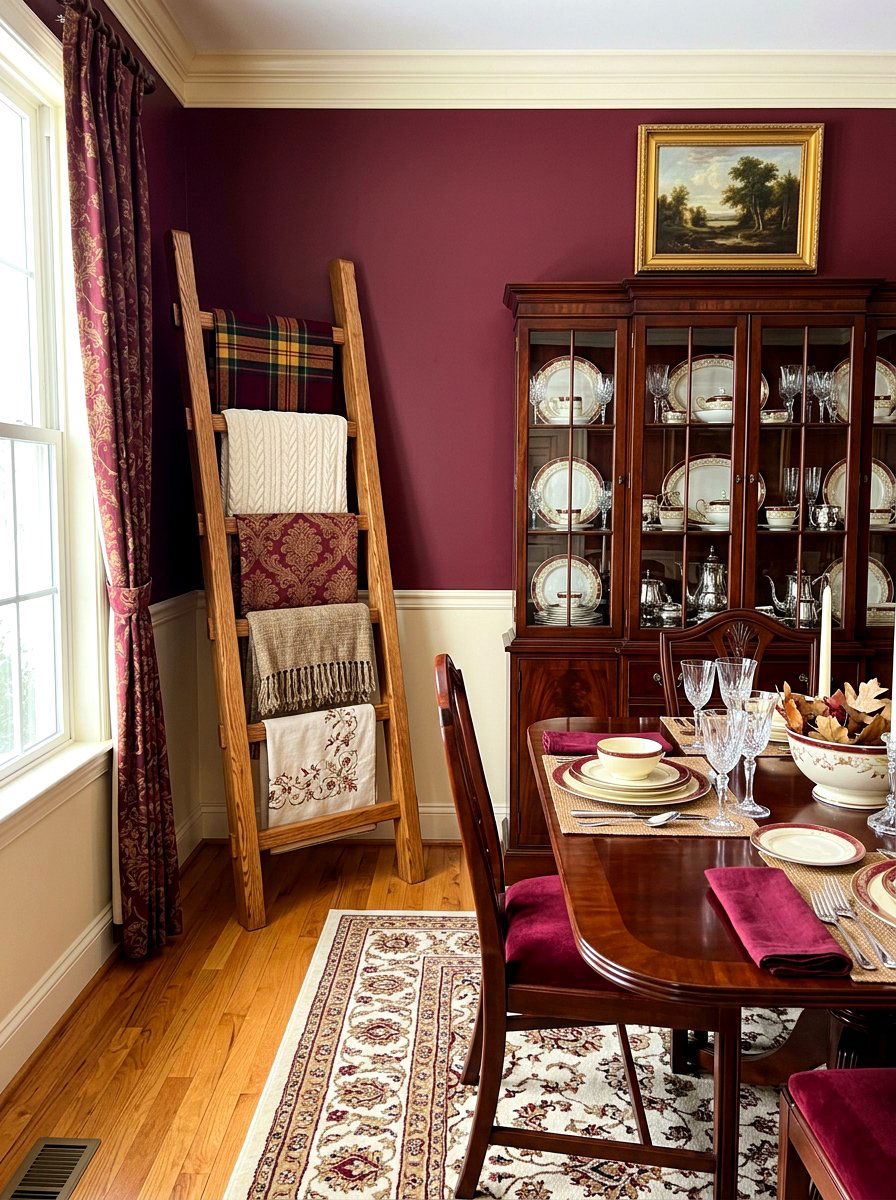 Oak Blanket Ladder - 30 blanket ladder ideas